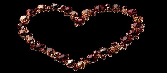 Red and amber gems form heart shape