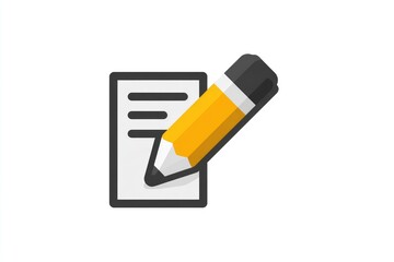 Simple icon of a pencil writing on paper