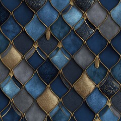 Abstract diamond pattern in blue and gold hues