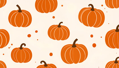 A minimalist repeating pattern of orange pumpkins, perfect for autumn.