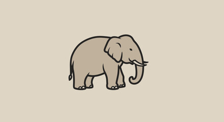 Elegant Elephant Illustration with a Minimalist Design on Neutral Background