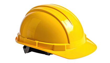 Shiny yellow hard hat with ribbed design on a black background