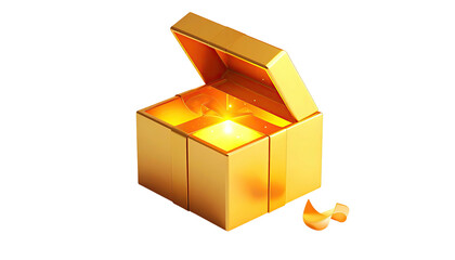 Golden treasure chest, partially open, emitting bright light