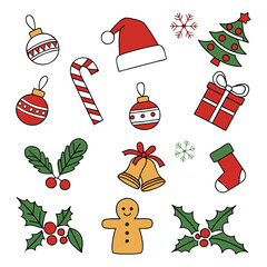 Hand Drawn Christmas Elements Collection – Holiday Vector Art