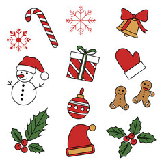 Merry Christmas Vector Set with Decorations