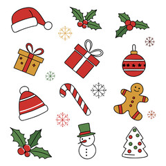 Merry Christmas Vector Set with Decorations