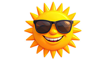Cartoon sun face wearing sunglasses and smiling brightly