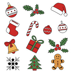 Hand Drawn Christmas Elements Collection – Holiday Vector Art