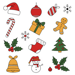 Hand Drawn Christmas Elements Collection – Holiday Vector Art