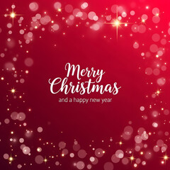 Festive Red Christmas Greeting – Golden Starbursts and Luminous Holiday Design