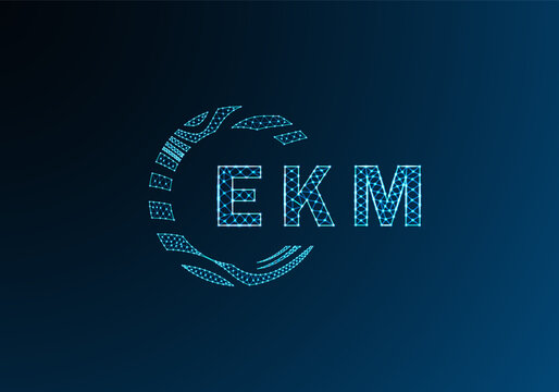 EKM low poly letter logo vector design. EKM lower poly logo design. EKM unique low poly logo design.