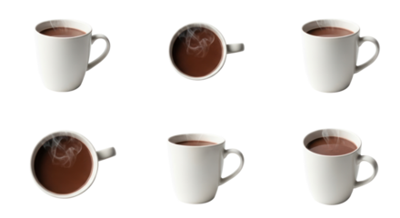 Cozy hot chocolate mugs steaming with warmth and comfort, perfect for winter promotions and comforting seasonal designs for all your needs.