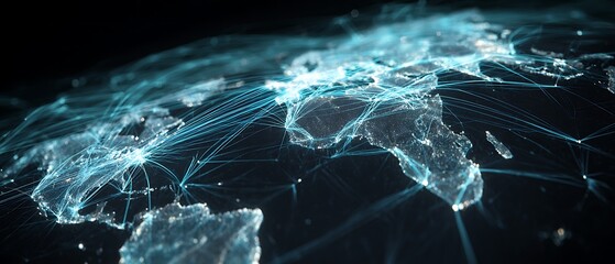 global cashless payment network, glowing data lines around world map, futuristic fintech theme