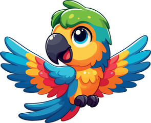 Adorable Flying Cartoon Parrot illustration