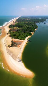 Aerial View of Goa Coastline with Mobor, Betul and Cavelossim Beaches along the Arabian Sea, India, Goa, Goa beach, Aerial beach, 4k reel content