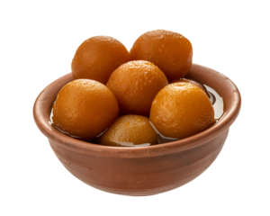 Gulab jamun dessert isolated on transparent background
