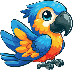 Bright Blue Parrot Stands Proud with Feathers