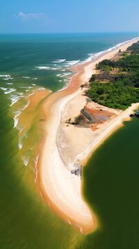 Aerial View of Goa Coastline with Mobor, Betul and Cavelossim Beaches along the Arabian Sea, India, Goa, Goa beach, Aerial beach, 4k reel content