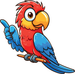 Cheerful Parrot Points Skyward with Feathers Full of Flair