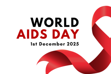 Red ribbon design for World AIDS Day, isolated, PNG