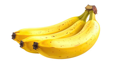 A cluster of ripe, speckled yellow bananas, tightly bunched, against a stark black background. Healthy fruit