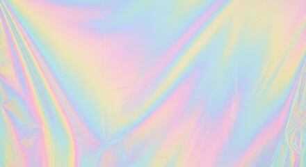 Trendy iridescent backdrop — holographic foil effect with smooth pastel color flow