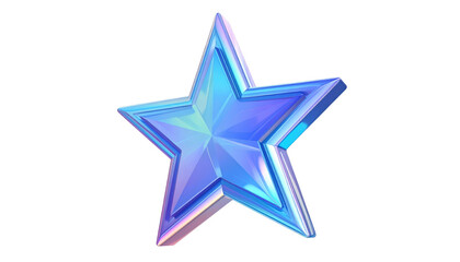 Obraz premium Luminous, iridescent 3D star with complex facets, glowing with a cool, otherworldly light against a stark black background