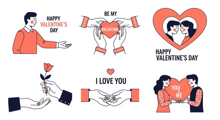 Valentine's Day Icon Set Celebrate Love with Heartfelt Graphics for Cards and Designs