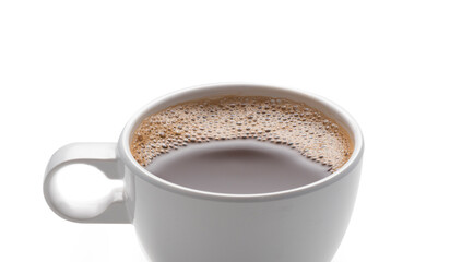 Close up of Cup of Coffee on White Background