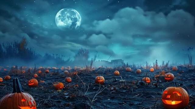 pumpkin patch under moonlight Videos