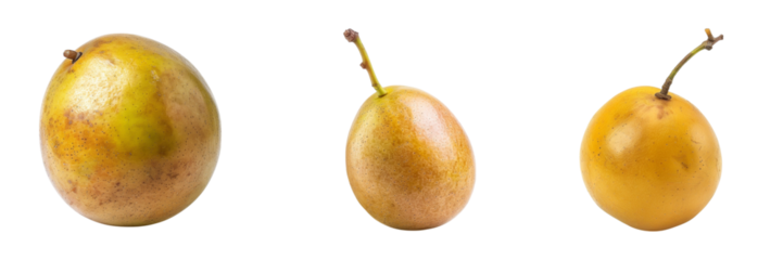 Fresh ambarella fruits showing different perspectives on a transparent background Generative AI
