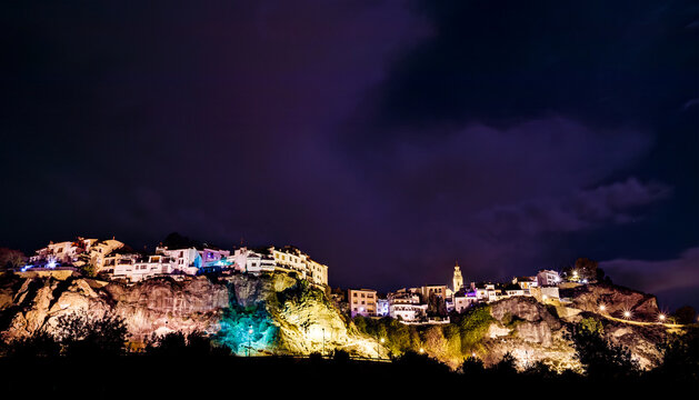 Finestrat Illuminated at Night in Alicante