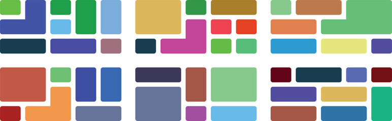 Abstract geometric pattern of colorful rectangles and squares arranged in a grid on a, modern design