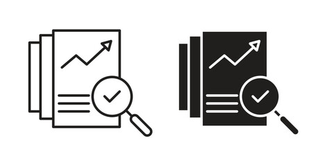 Analytics report icons, vector symbols. filled flat sign