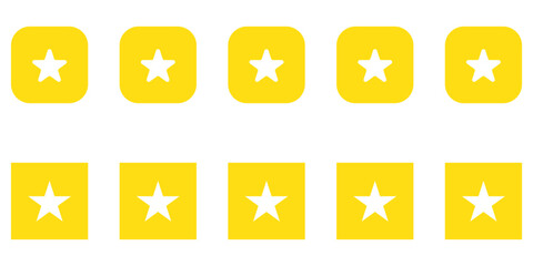 Five stars rate icon. Rating stars. Feedback set vector. 5 stars customer product rating review flat icon. Customer review with five stars. Service satisfaction, quality, good rate. 