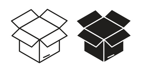 Box opened icons, vector symbols. filled flat sign
