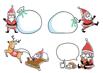 手描きの可愛いクリスマスのイラストセット