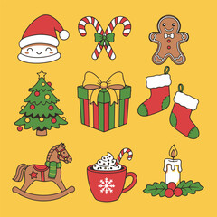 set of christmas elements