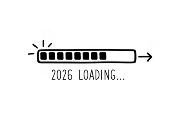 Anticipating 2026 a minimalist loading bar illustration symbolizing the upcoming year, isolated on transparent background, conveying anticipation