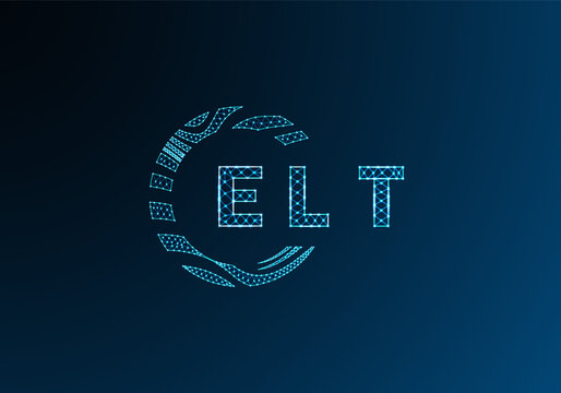 ELT low poly letter logo vector design. ELT lower poly logo design. ELT unique low poly logo design.