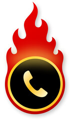 Shiny Gold Telephone Receiver Icon on Fire for Black Friday Sale Support