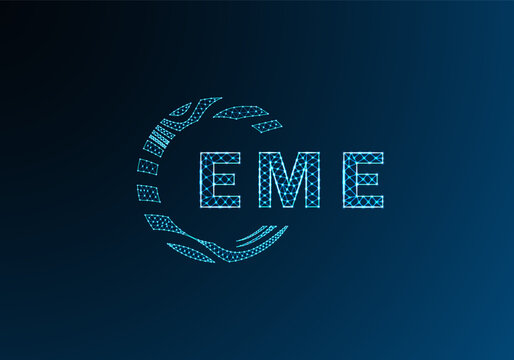 EME low poly letter logo vector design. EME lower poly logo design. EME unique low poly logo design.