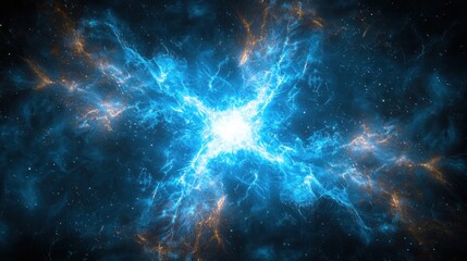 Fototapeta premium Abstract nebula of vibrant blue and orange, glowing center