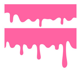 A set of melting and dripping pink strawberry. melting pink cream. melted pink paint. 
