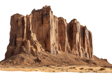 Towering sandstone cliffs desert landscape isolated on a transparent background