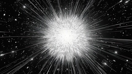 Obraz premium Bright starburst effect over black background with radiant linear streaks