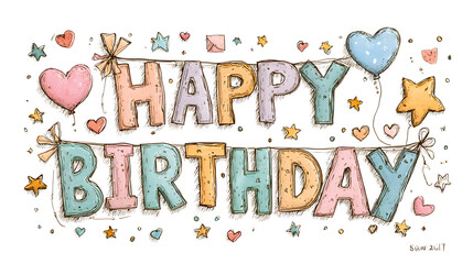 Watercolor happy birthday banner isolated on white background