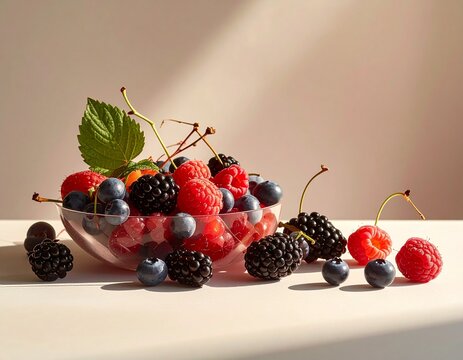  wild berries on pastel neutral background