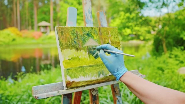 Artist creates tranquil landscape inspired by rhododendron garden beauty