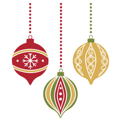 Colorful Christmas Ornaments Hanging Decoration Vector